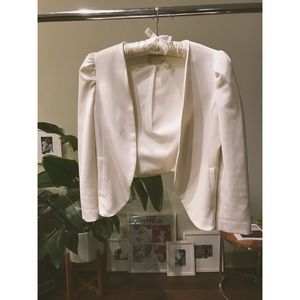White Long Sleeve Cropped Jacket